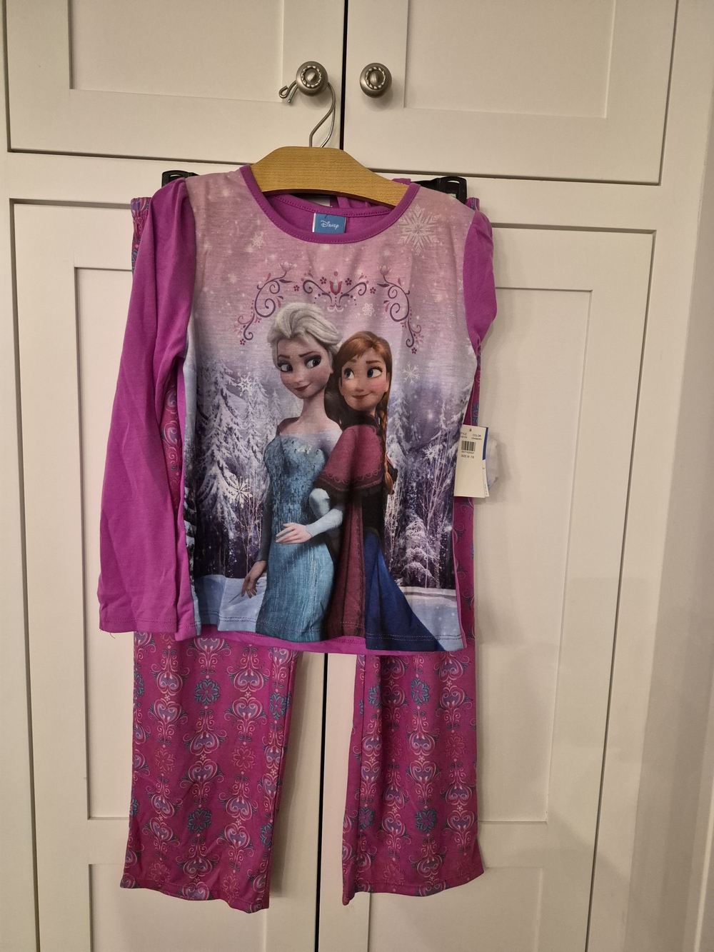 NWT Disney Pink and Purple Frozen Elsa & Anna Long Sleeve Pajama Set Size 7/8